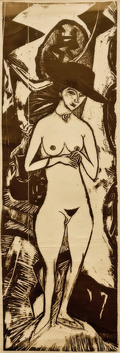 E.L. Kirchner, Nude with Black Hat by Ernst Ludwig Kirchner
